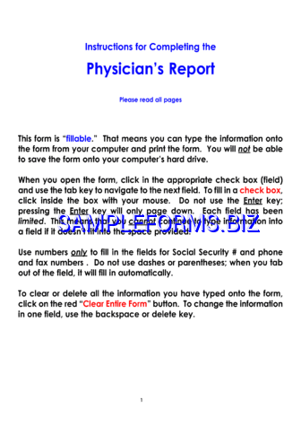 Colorado Physician's Report Form